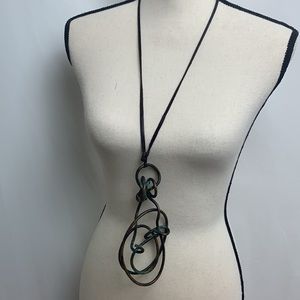 7" Antiqued Twisted Copper Statement Pendant